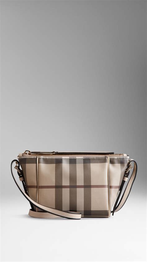 burberry small smoked check saddlestitch crossbody bag